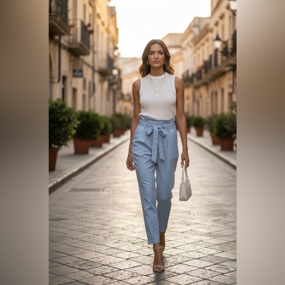 Chic Sky Blue Women's Trousers